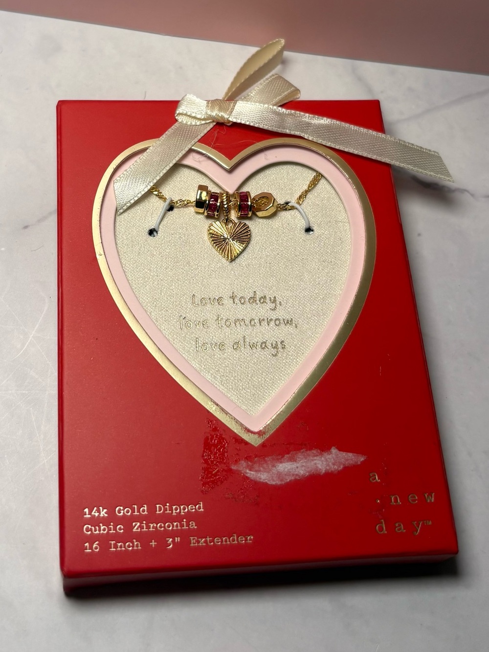 💛 14k Gold Dipped Ribbed Heart Pendant Necklace